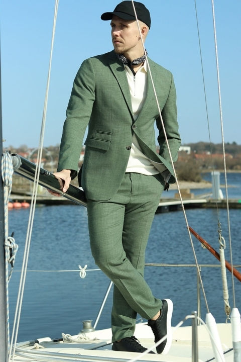 Selected Slim Oasis Linne Suit Light Green Melange