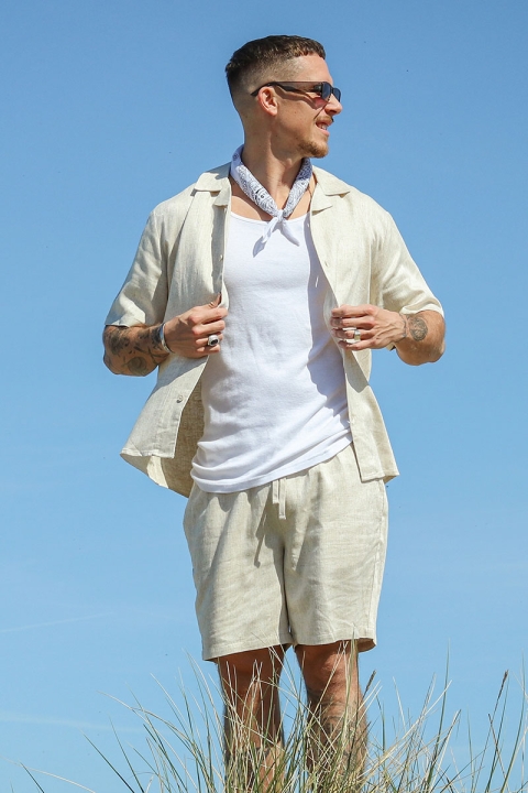 ONLY & SONS Kari Relaxed Cuba Shirt Viscose Linen Oatmeal