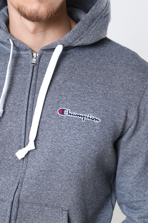 Champion Hooded Full Zip Sweatshirt Dark Grey Melange