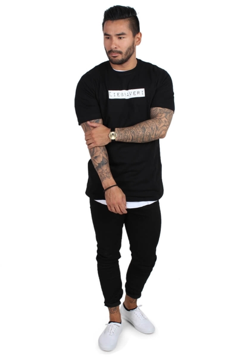 Liebhaveri Vintage Mens Longline T-shirt Svart