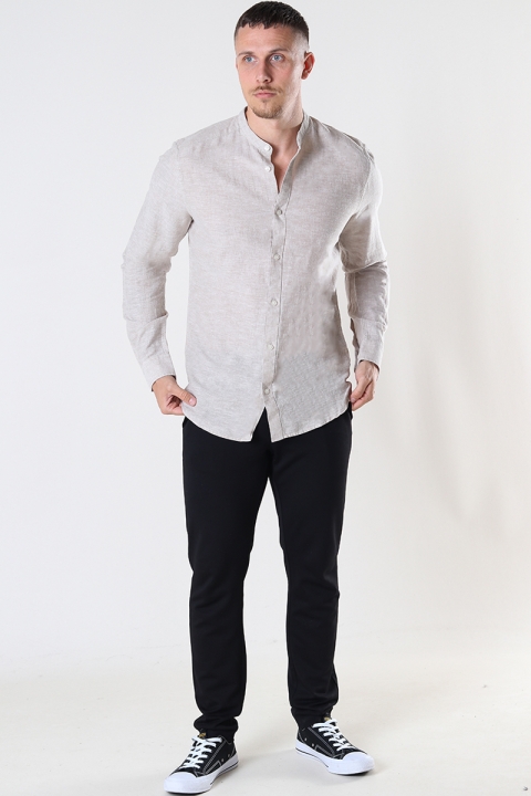 ONLY & SONS ONSCAIDEN LS SOLID LINEN MAO SHIRT NOOS Chinchilla