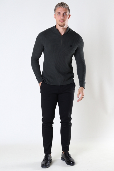 ONLY & SONS WEB LIFE STRUCTURE HALF ZIP KNIT Peat