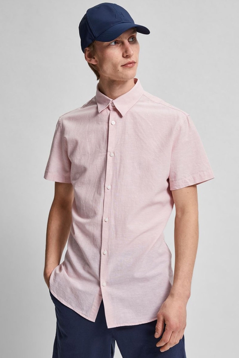 Selected SLHSLIMNEW-LINEN SHIRT SS CLASSIC W Misty Rose