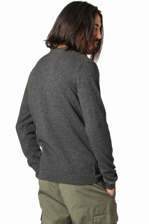 Fat Moose Cameron O-Neck Knit Dark Grey Mix