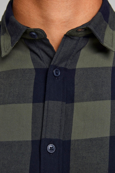 Jack & Jones JJEGINGHAM TWILL SHIRT L/S NOOS Dusty Olive