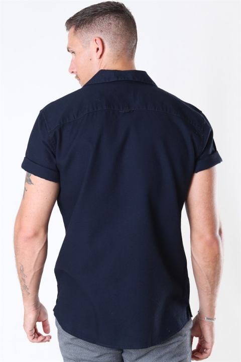 Only & Sons Andrew Waffle Skjorta S/S Dark Navy