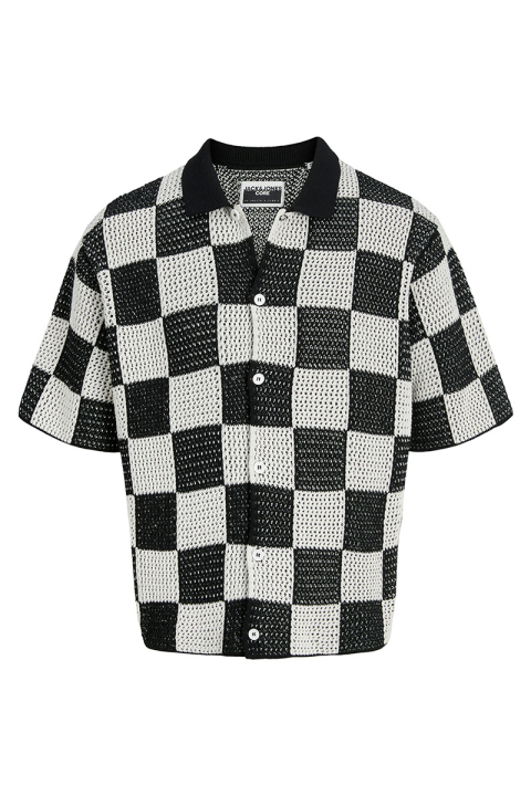 Jack & Jones Athletico Loose Fit Crochet Polo Shirt SS Black