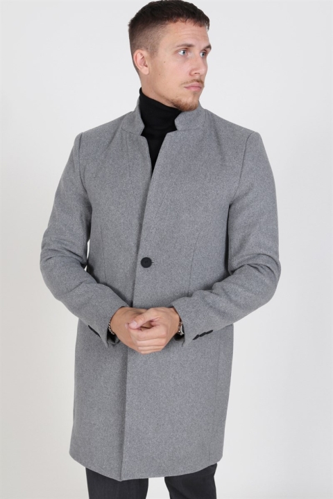 Only & Sons Maximilian Wool Trench Rock Light Grey Melange