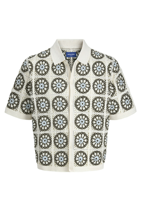 Jack & Jones Cartagena Crochet Knit Polo Sea Salt