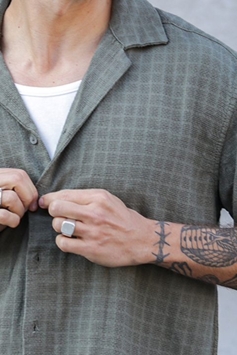 ONLY & SONS Latham Resort Linen Structure Shirt Dusty Olive