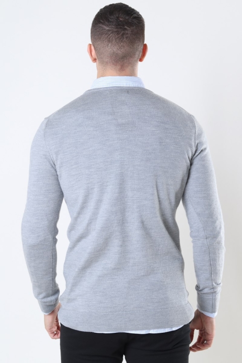 Clean Cut Copenhagen Merino Wool Crew Sticka Light Grey Mel