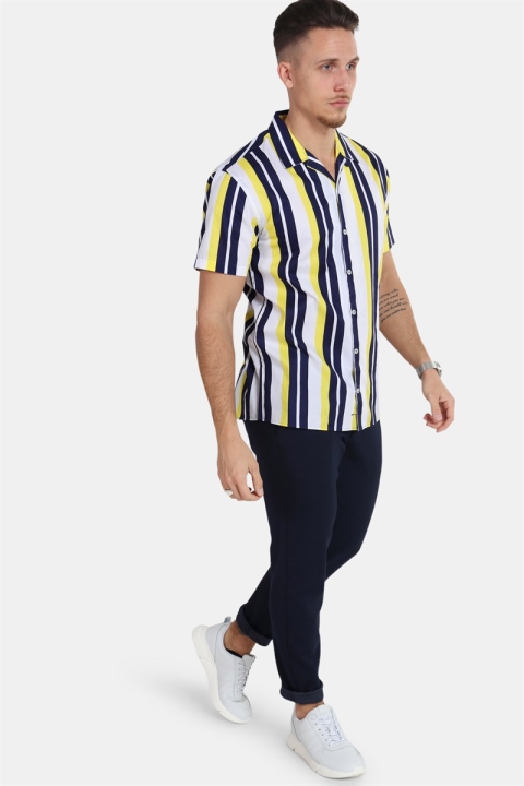 Kronstadt Cuba S/S Gr. 76 Skjorta White/Yellow/Navy