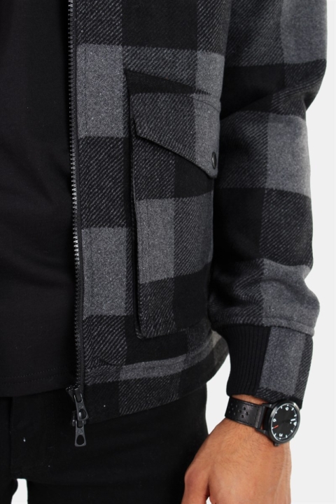 Only & Sons Aksel Wool Mix Bomber Rock Black/Grey