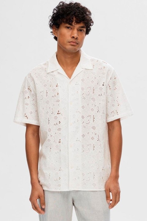 Selected Relax Jax Shirt SS Broderie Bright White