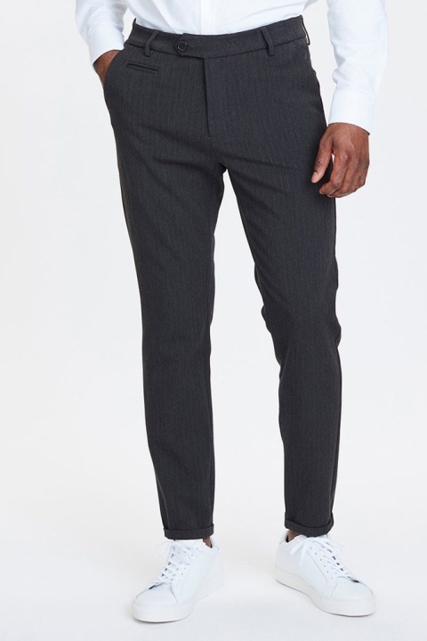 Les Deux Como Pinstripe Kostym Pants Charcoal/Olive Green