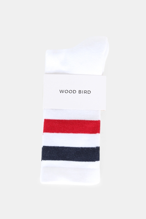 WoodBird Tennis Strumpor White/Navy/Red