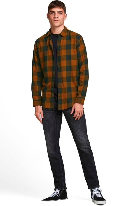 Jack & Jones JJEGINGHAM TWILL SHIRT L/S NOOS Brick Red