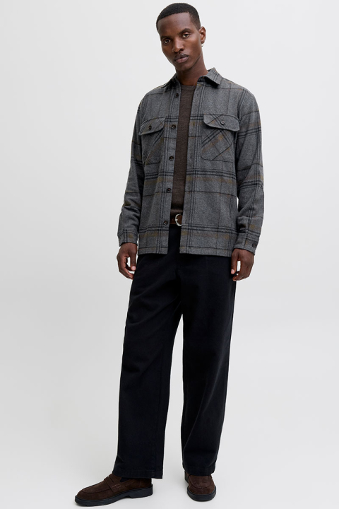 Jack & Jones Rayle Melange Check LS Overshirt Dark Grey