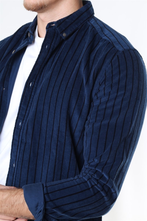 Only & Sons Edward Striped Corduroy Skjorta Dress Blues