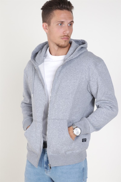 Jack & Jones Soft Sweat Zip Hood Light Grey Melange