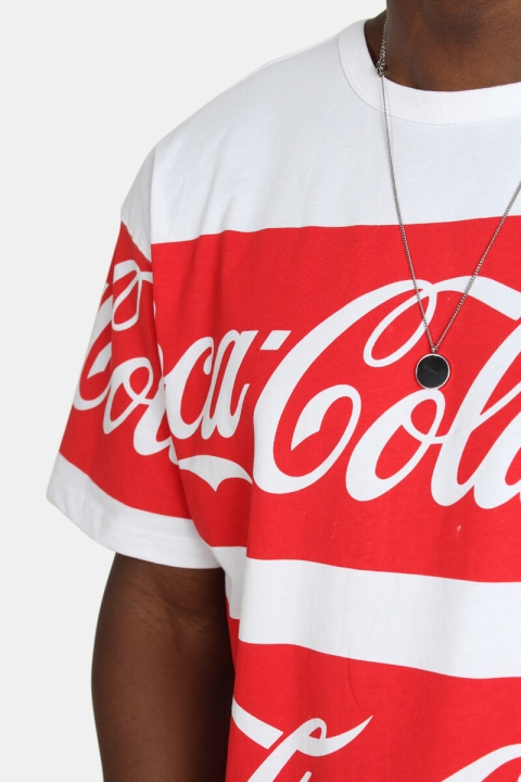 Mister Tee Merchcode Coca Cola Stripe Oversized T-shirt White