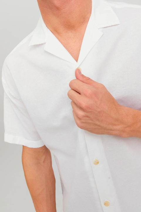 Jack & Jones Summer Linen Resort Shirt SS White