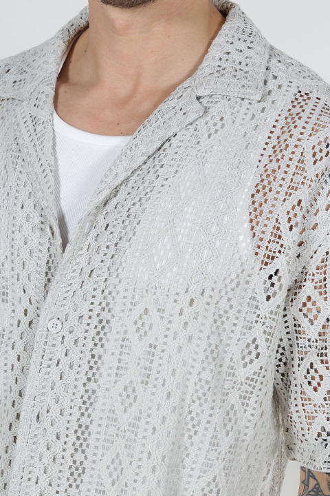 ONLY & SONS Novak Relax Resort SS Lace Shirt Moonstruck