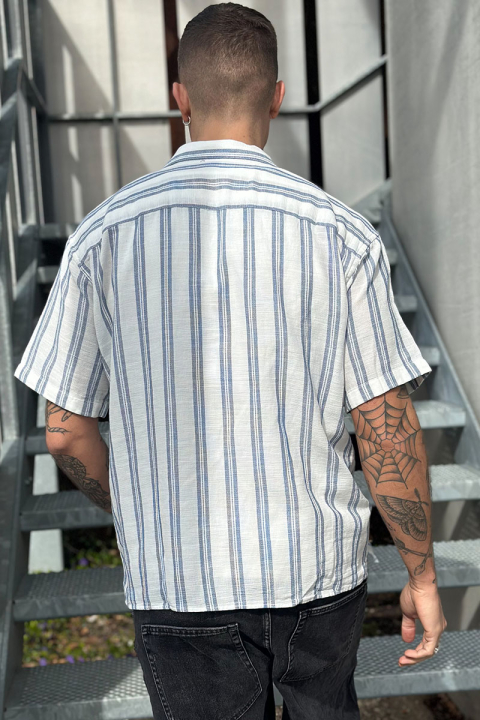 Jack & Jones Enzo Stripe Resort Shirt SS White