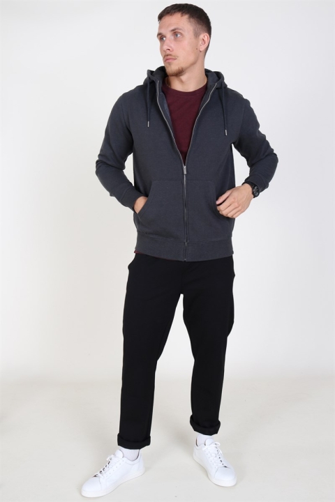 Solid Organic Morgan Zip Sweat Dark Grey Mel