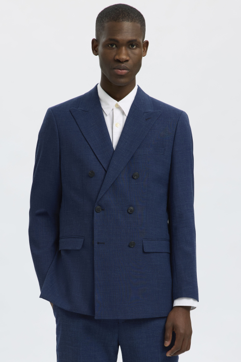 Selected Oasis Linen DB Blazer Dark Navy