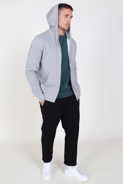 Solid Organic Morgan Zip Sweat Light Grey Mel