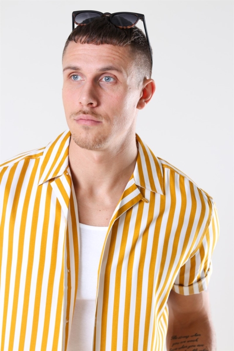 Only & Sons Wayne Striped Viscose Skjorta Golden Spice