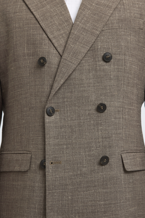 Selected Oasis Linen DB Blazer Dark Sand Melange
