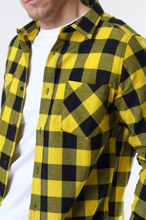 URBAN CLASSICS Checked Flanell Skjorta Black/Honey