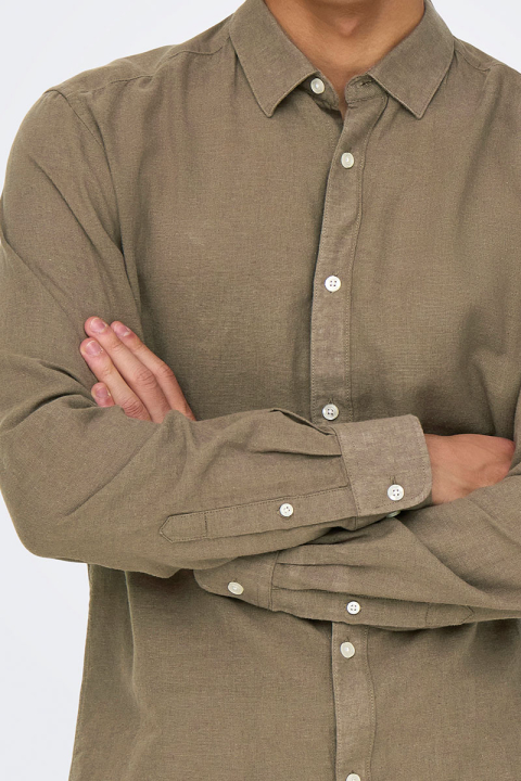 ONLY & SONS Caiden LS Linen Shirt Fossil