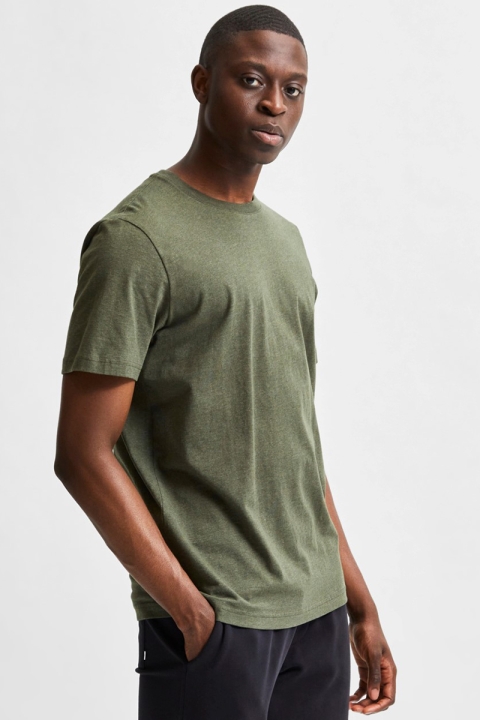 Selected SLHNORMAN180 SS O-NECK TEE S NOOS Forest Night Melange