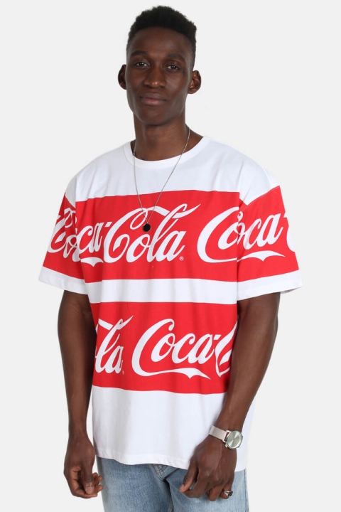 Mister Tee Merchcode Coca Cola Stripe Oversized T-shirt White