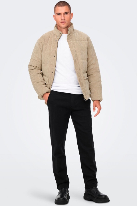 ONLY & SONS CASH CORDUROY PUFFER JACKET Chinchilla