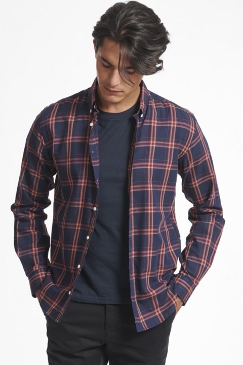 Les Deux Boswell Skjorta Dark Navy Check