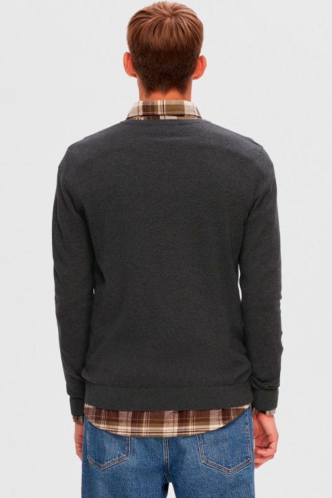Selected Berg Knit V-Neck LS Antracit
