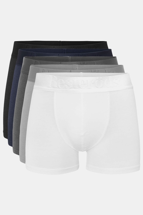 Resteröds Bambu 5-Pack Gunnar Boxershorts White/Grey/Light Grey/Navy/Black