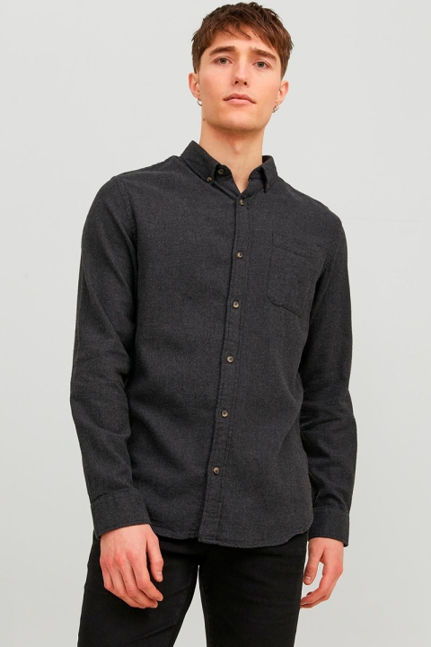 Jack & Jones Classic Melange Shirt L/S Dark Grey Melange