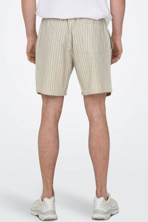 ONLY & SONS Tel Stripe Cotton Linen Shorts Moonstruck