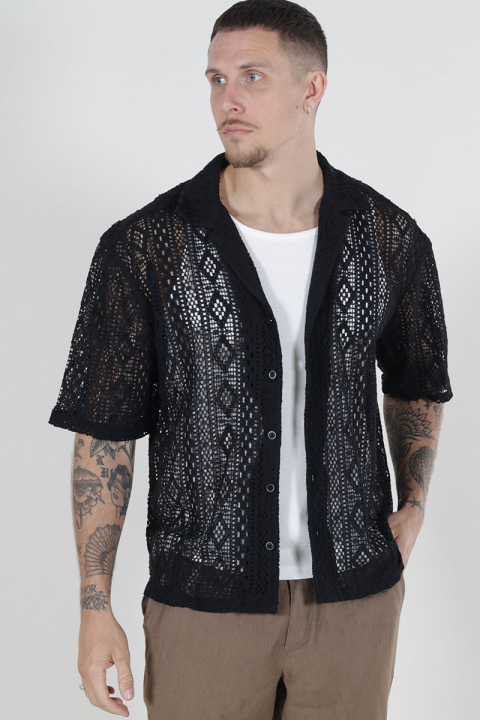 ONLY & SONS Novak Relax Resort SS Lace Shirt Black