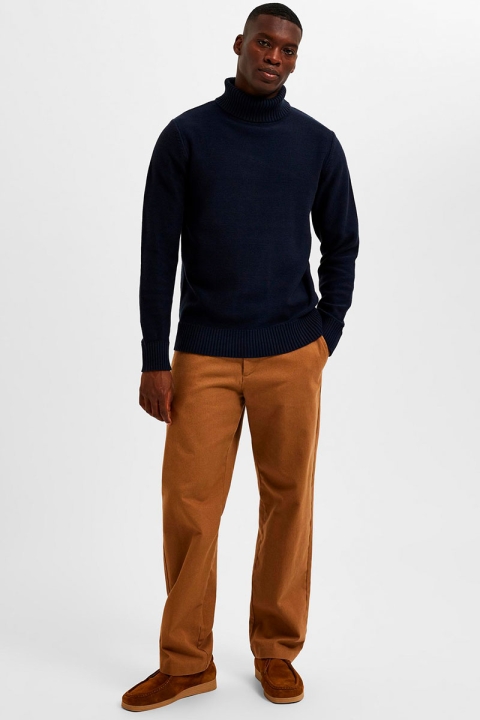 Selected Axel Ls Knit Roll Neck Sky Captain