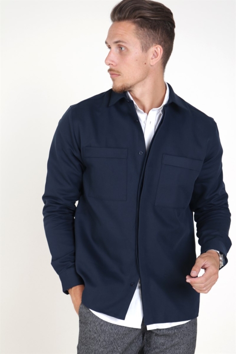 Selected LooseLars Overshirt LS Dark Sapphire