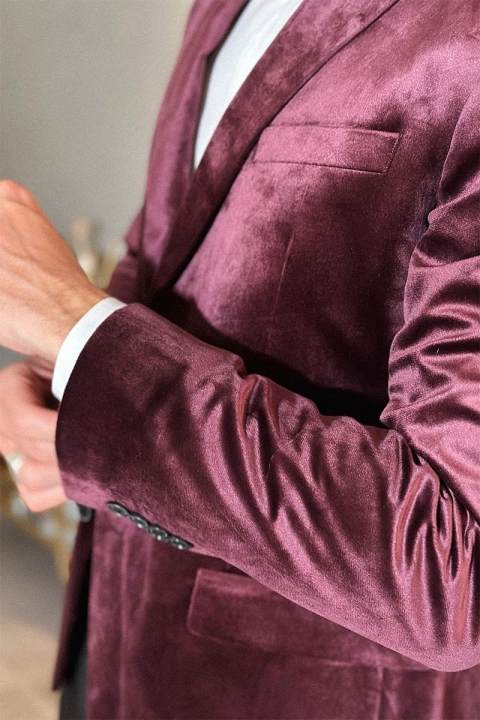 JEFF George Velour Blazer Bordeaux