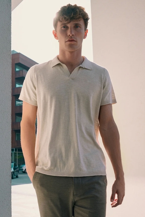 Clean Cut Copenhagen Thomas Knit Polo Ecru