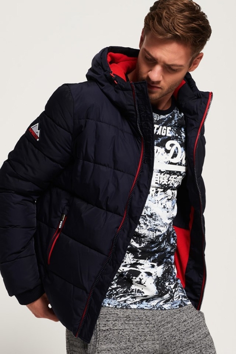 Superdry Sports Puffer Jacka Navy/Bright Red