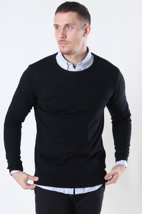 Clean Cut Copenhagen Merino Wool Crew Sticka Black